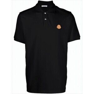 Moncler Short-Sleeve Polo Shirt With Structured Collar And Leather Patch - NWT